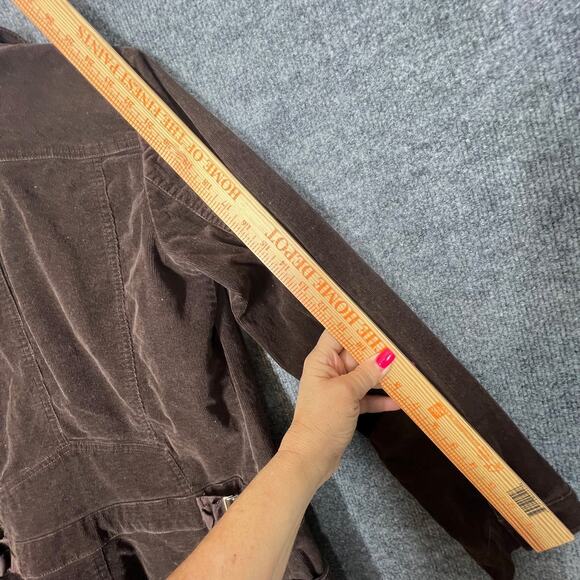 Brown Corduroy Jacket Women 8 Classic Button Up Retro Chic Timeless Safari - Picture 8 of 9